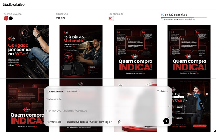 Studio Criativo, artes geradas por IA